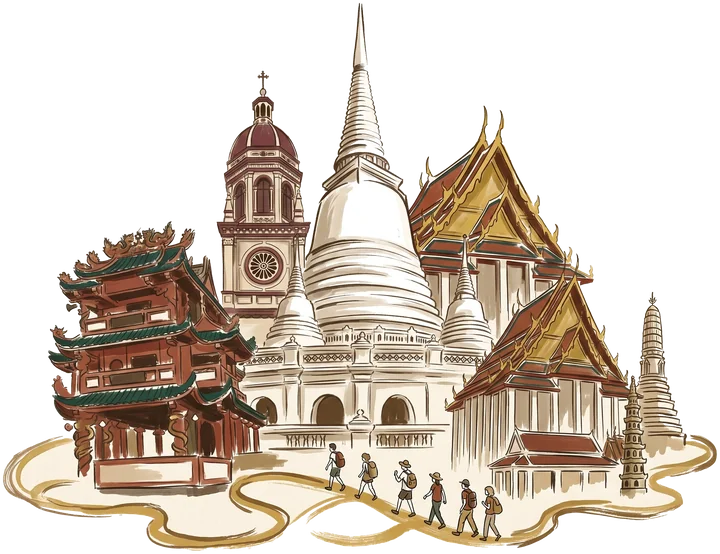 ภาพวาดวัด โบสถ์ และศาลเจ้า ย่านกุฎีจีน–คลองสาน